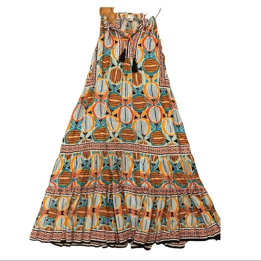 Crown & Ivy Orange & Teal Maxi Dress Size xs